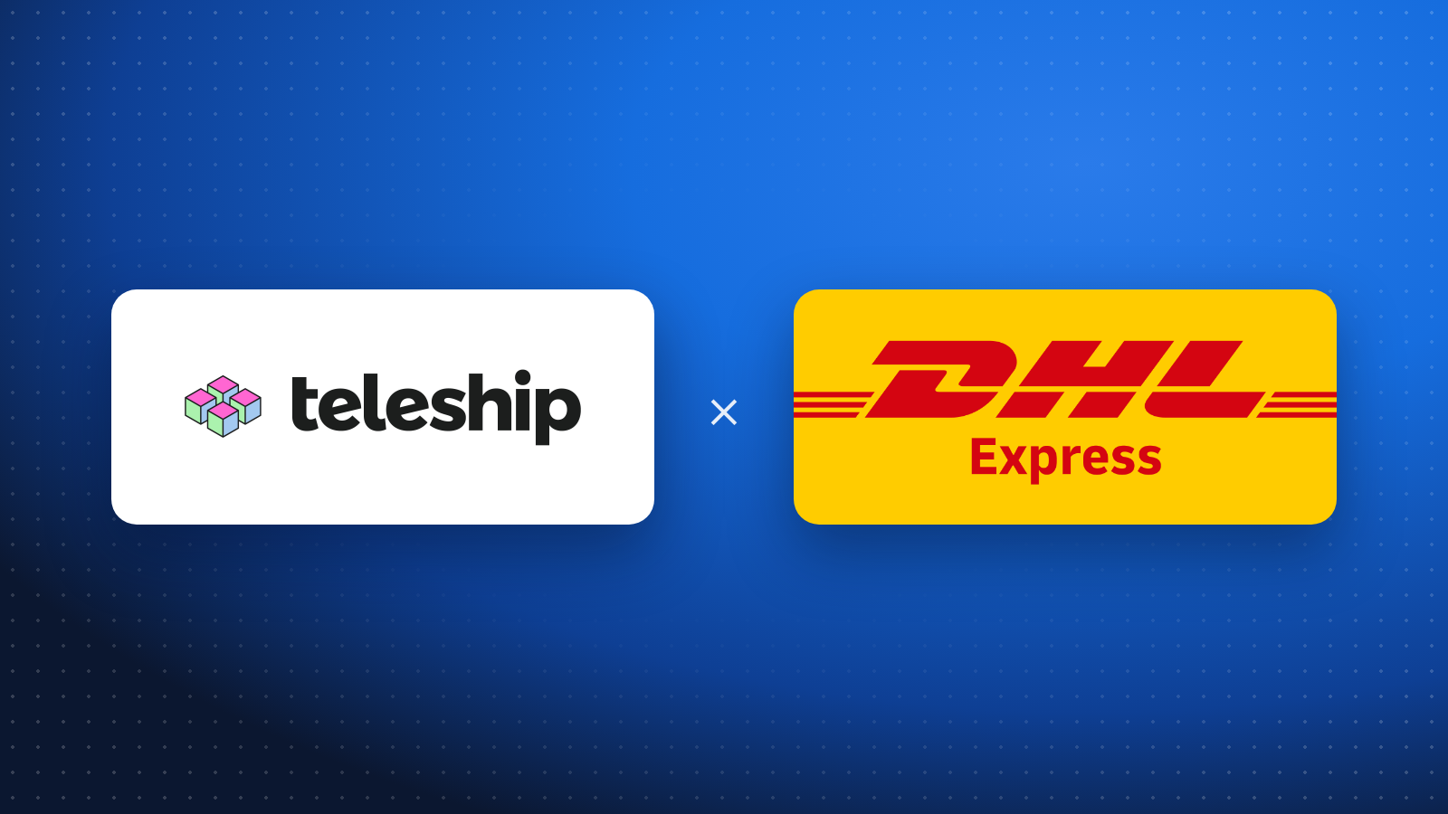 DHL Express and Teleship logos on a blue background